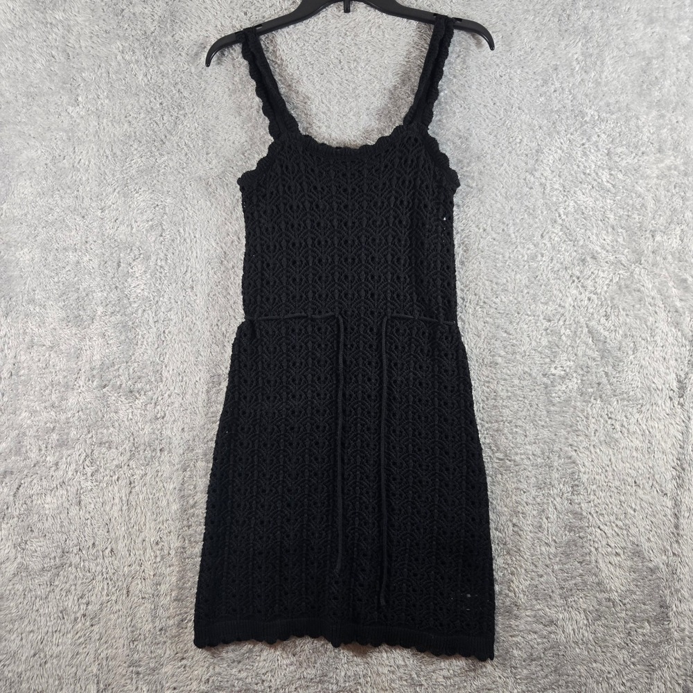 Jessica Simpson Black Crochet Knit Sleeveless Mini Dress Size Medium RN NWOT